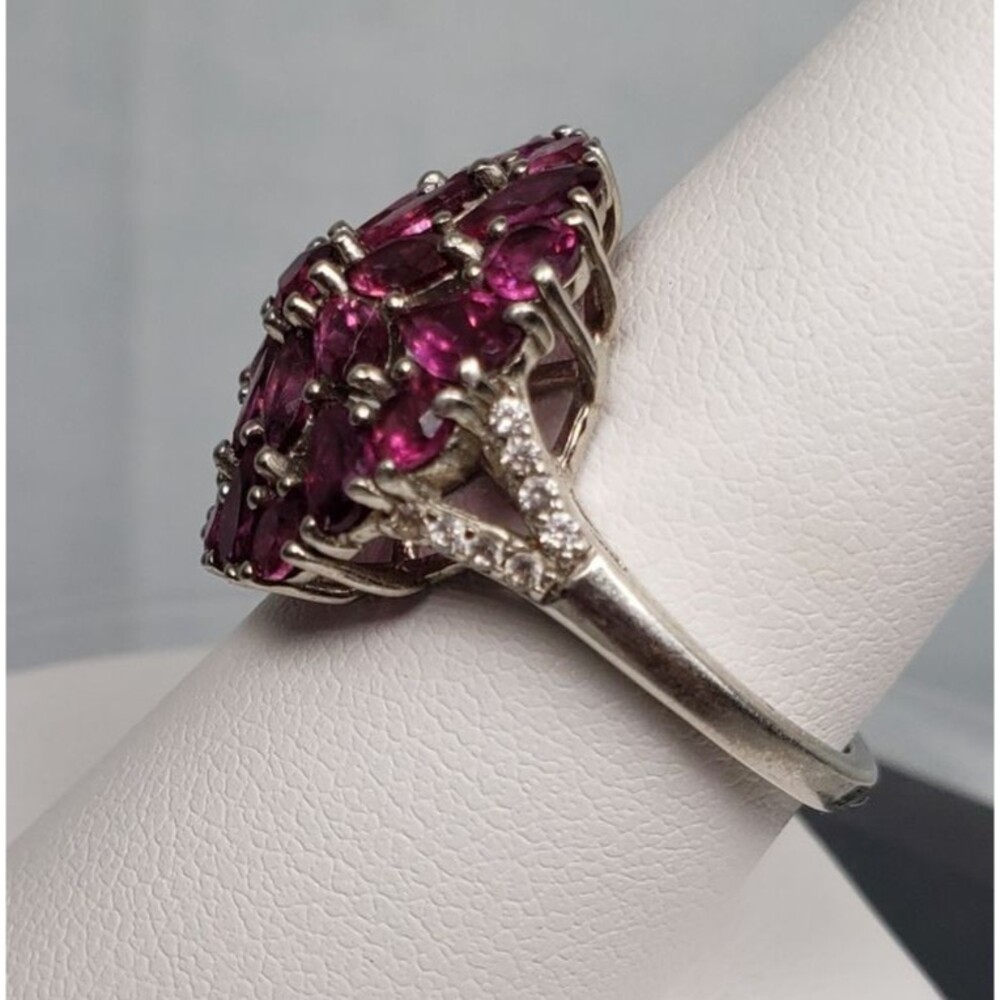DJoy Signed 925 Sterling Silver Purplish Pink Rhodolite Garnet Ring Size 8.25 - Picture 16 of 16